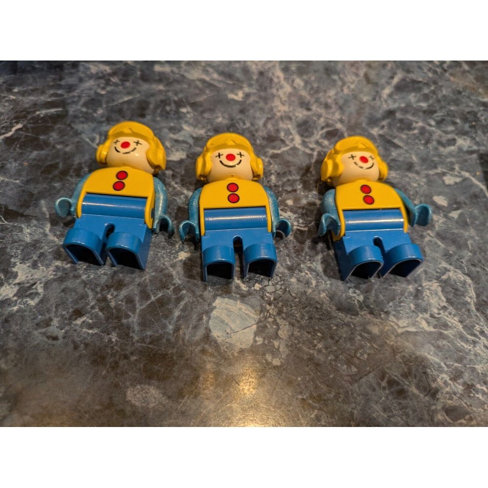 LEGO‎ DUPLO Clown Minifigures Yellow Blue Character Toys Set 3 Vintage
